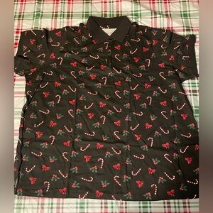 Woman Within Shirt Christmas 4x 34/36 Candy Canes Black New